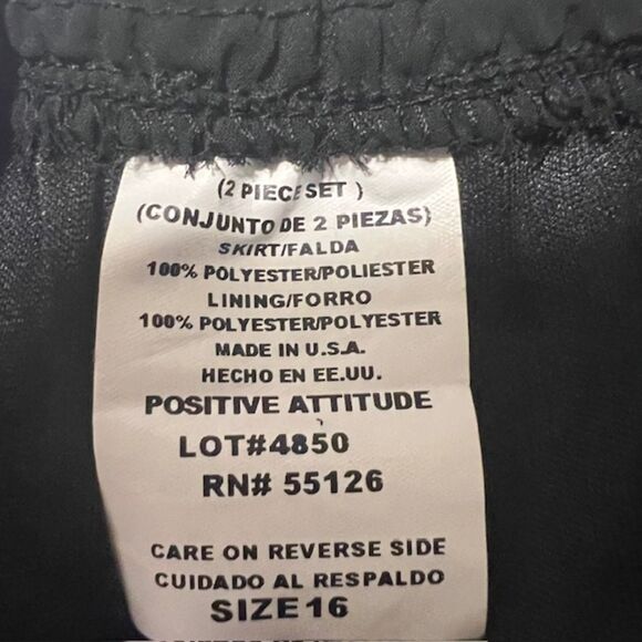 Positive Attitude Womens Black Floral Blouse & Skirt Set 2 Piece Set Size 16 - Picture 8 of 14